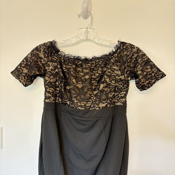 Kimi and Kai Maternity Morgan Lace Trim Body-con Dress Black Size Small - Picture 2 of 5